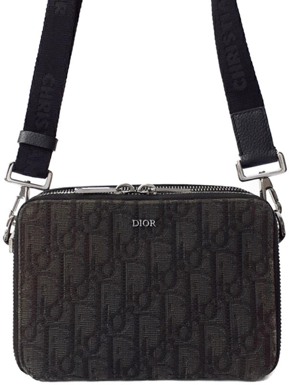 Christian Dior Oblique Jaquard Crossbody Bag Beige Cream Blue